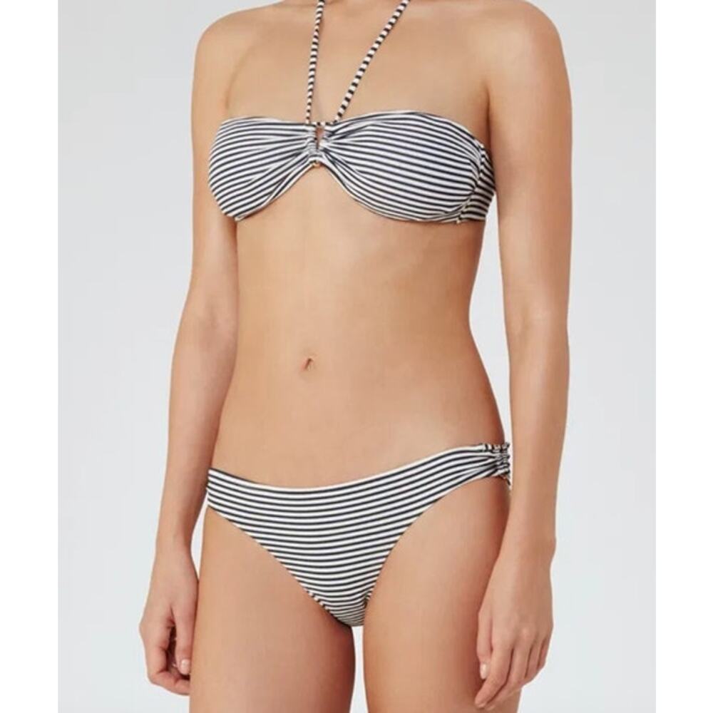REISS Bermuda Stripe Bikini Bottoms Size M NEW $95 Navy White Swimwear Swim
